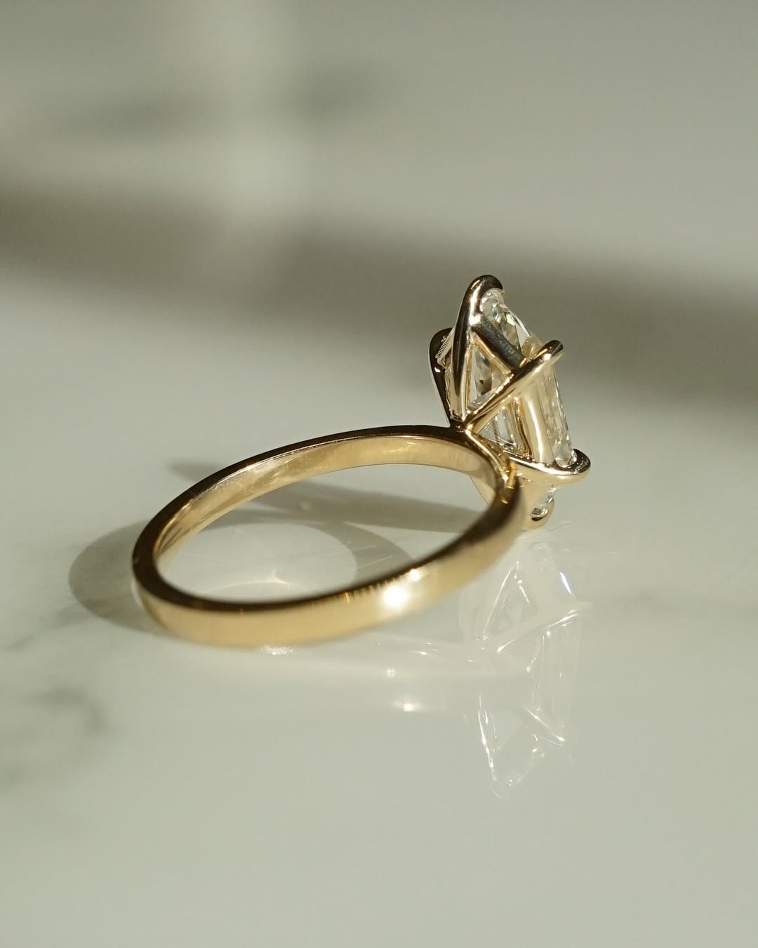 1.0 -3.0 CT Hexagon ⁠Cut Lab Grown Diamond Solitaire Engagement Ring