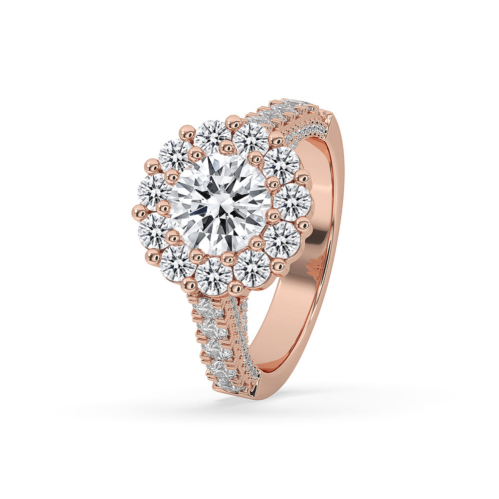 Halo Diamond Engagement Ring in Rose Gold Immagine secondaria del prodotto
