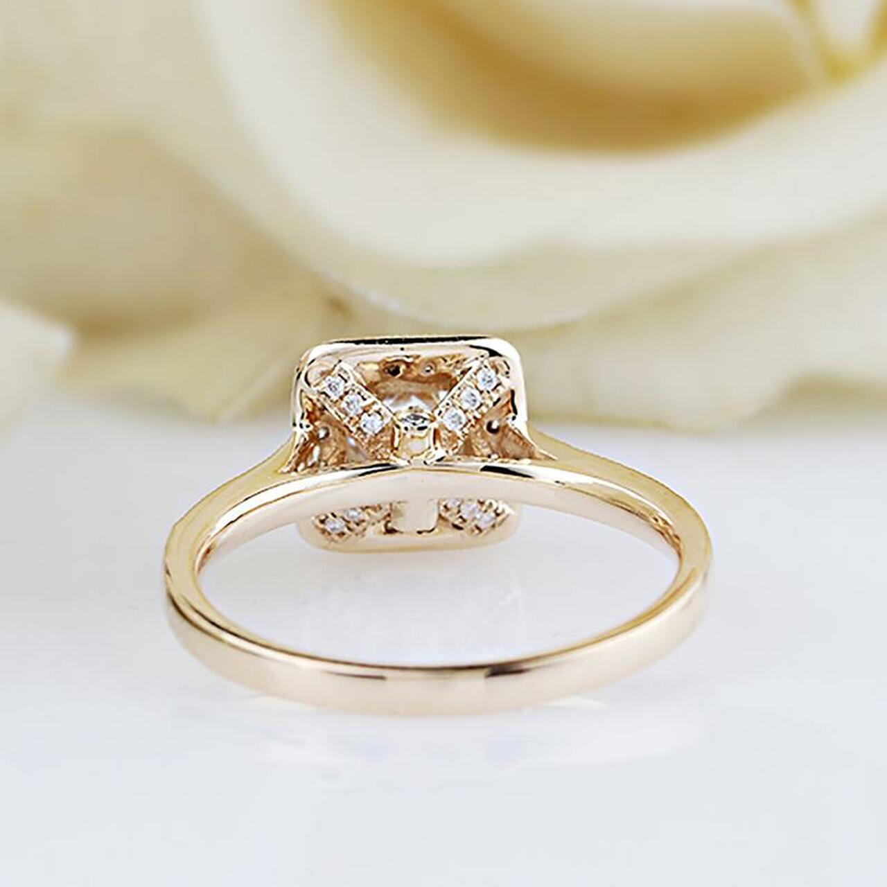 1.0CT Princess Cut Unique Halo Moissanite Diamond Engagement Ring