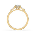 Oval Cut Diamond Ring - 2 Side Stone Tapered Baguette