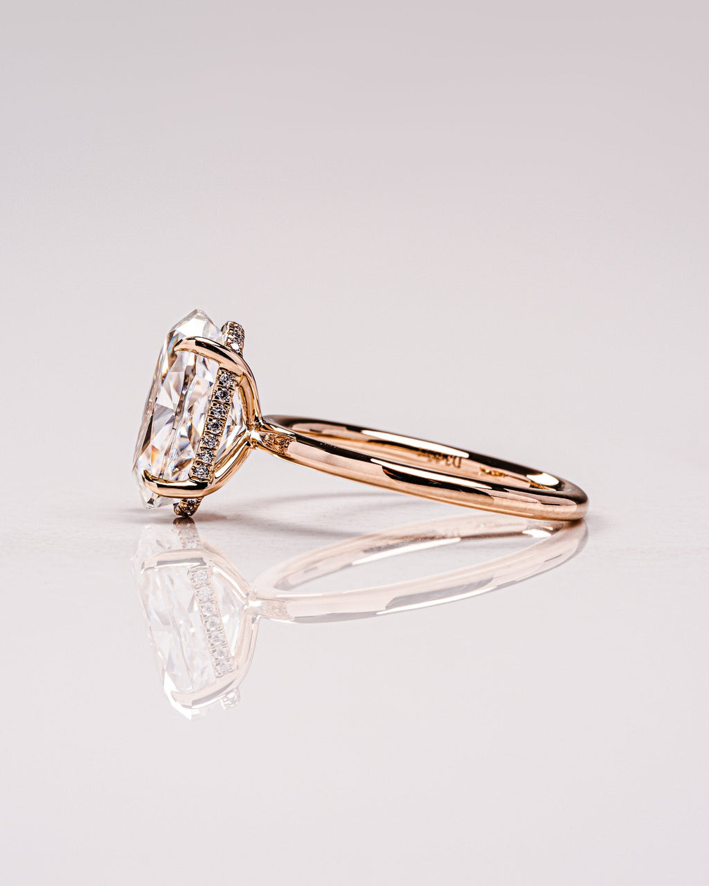 4.0 CT Oval Moissanite Hidden Halo Setting Engagement Ring
