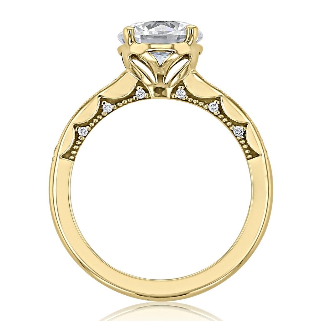 2.0CT Round Cut Moissanite Vintage Style Engagement Ring