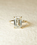 3.0 -5.0 CT Emerald Cut Lab Grown Diamond Three Stone Engagement Ring