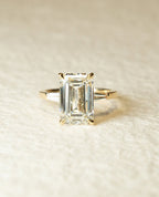 3.0 -5.0 CT Emerald Cut Lab Grown Diamond Three Stone Engagement Ring