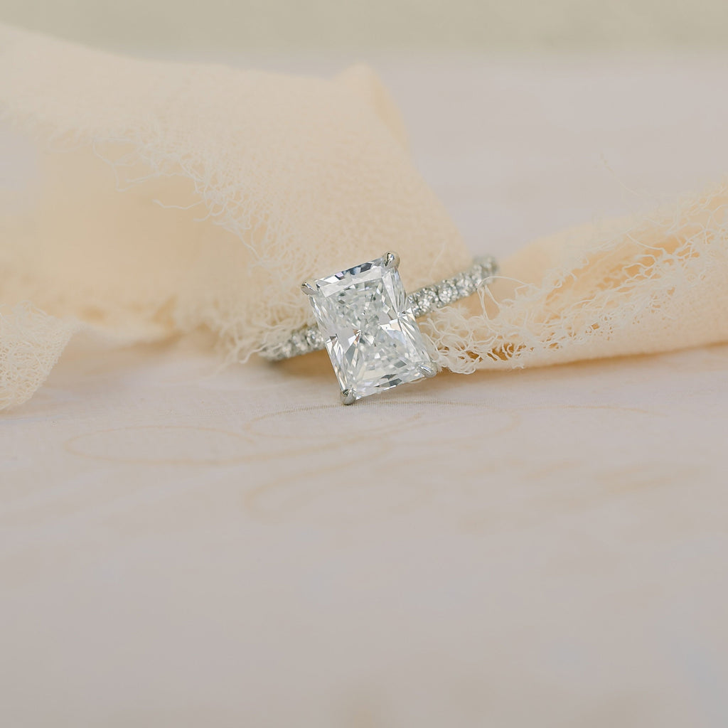 2.0 CT Radiant Moissanite Pave Setting Engagement Ring