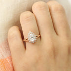 1.50 CT Pear Cut Moissanite Halo Split Shank Style Engagement Ring