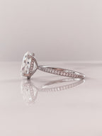 2.0 CT Oval Moissanite Hidden Halo Pave Setting Engagement Ring