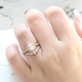 1.0CT Pear Cut Moissanite Halo Bridal Ring Set