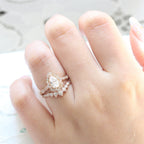 1.0CT Pear Cut Moissanite Halo Bridal Ring Set