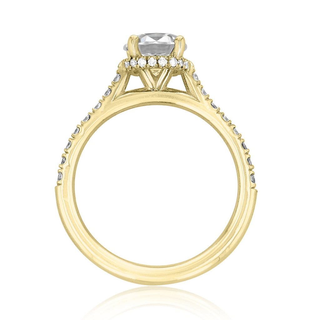 1.0CT Round Cut Hidden Halo Pave Style Moissanite Engagement Ring