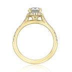 1.0CT Round Cut Hidden Halo Pave Style Moissanite Engagement Ring
