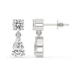 White Gold Drop Earrings - Pear & Round Diamond