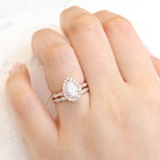 1.50CT Pear Cut Moissanite Halo Bridal Ring Set