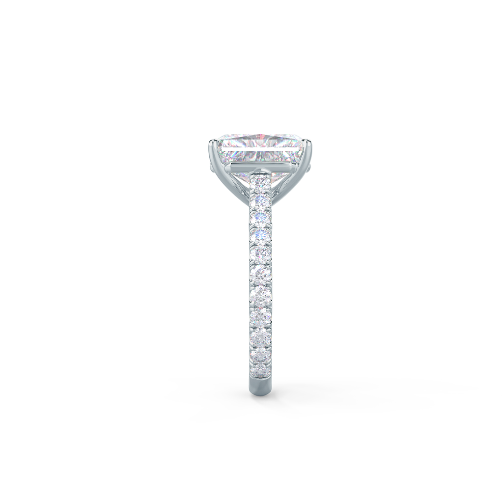 2.0 CT Radiant Moissanite Solitaire Pave Setting Engagement Ring