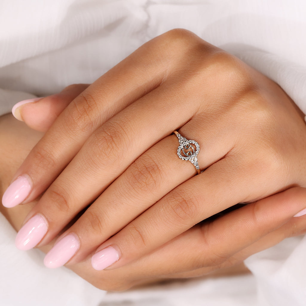 Yellow Gold Cancer Ring With Round Side Stone