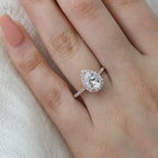 1.50 CT Pear Cut Moissanite Halo Engagement Ring