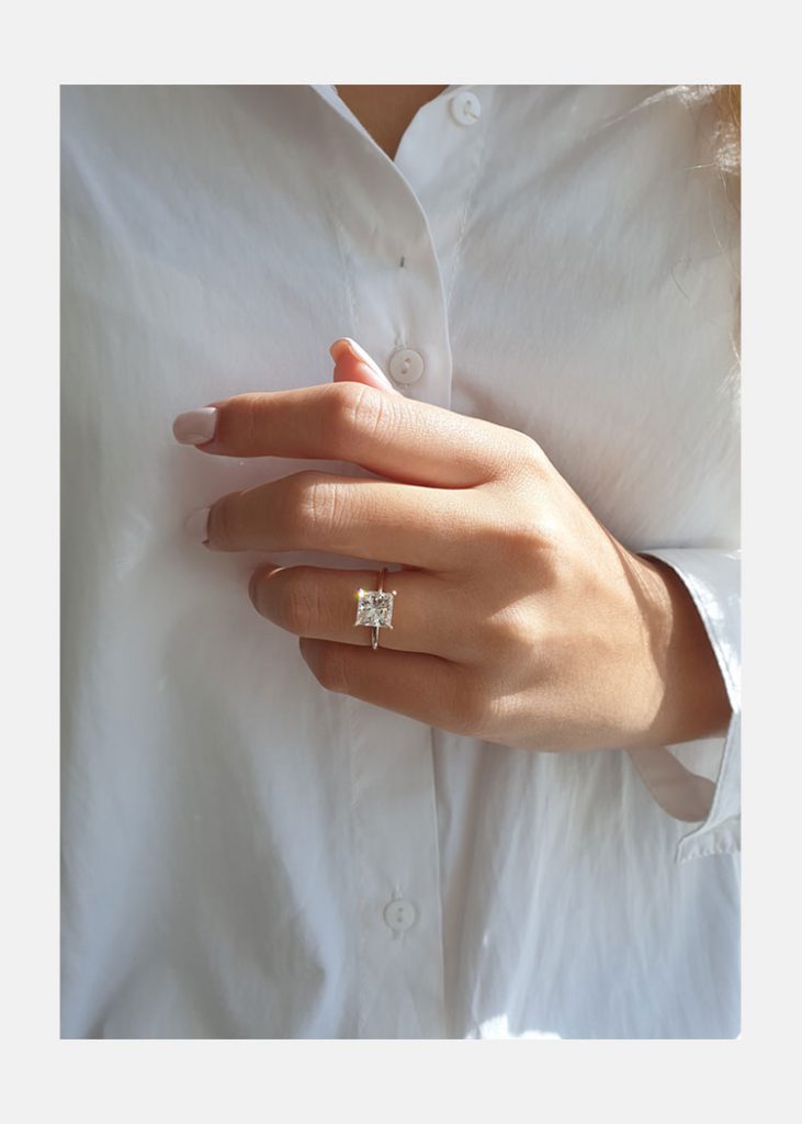 2.13 CT Princess Cut Moissanite Solitaire Engagement Ring