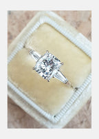 2.0 CT Cushion Cut Moissanite Three Stone Engagement Ring