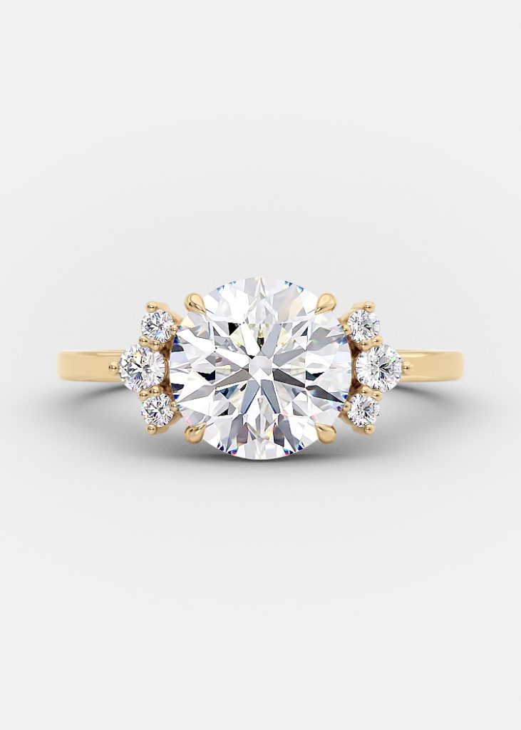 2.0 CT Round Brilliant Cut Moissanite Cluster Engagement Ring