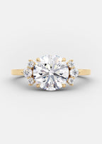 2.0 CT Round Brilliant Cut Moissanite Cluster Engagement Ring