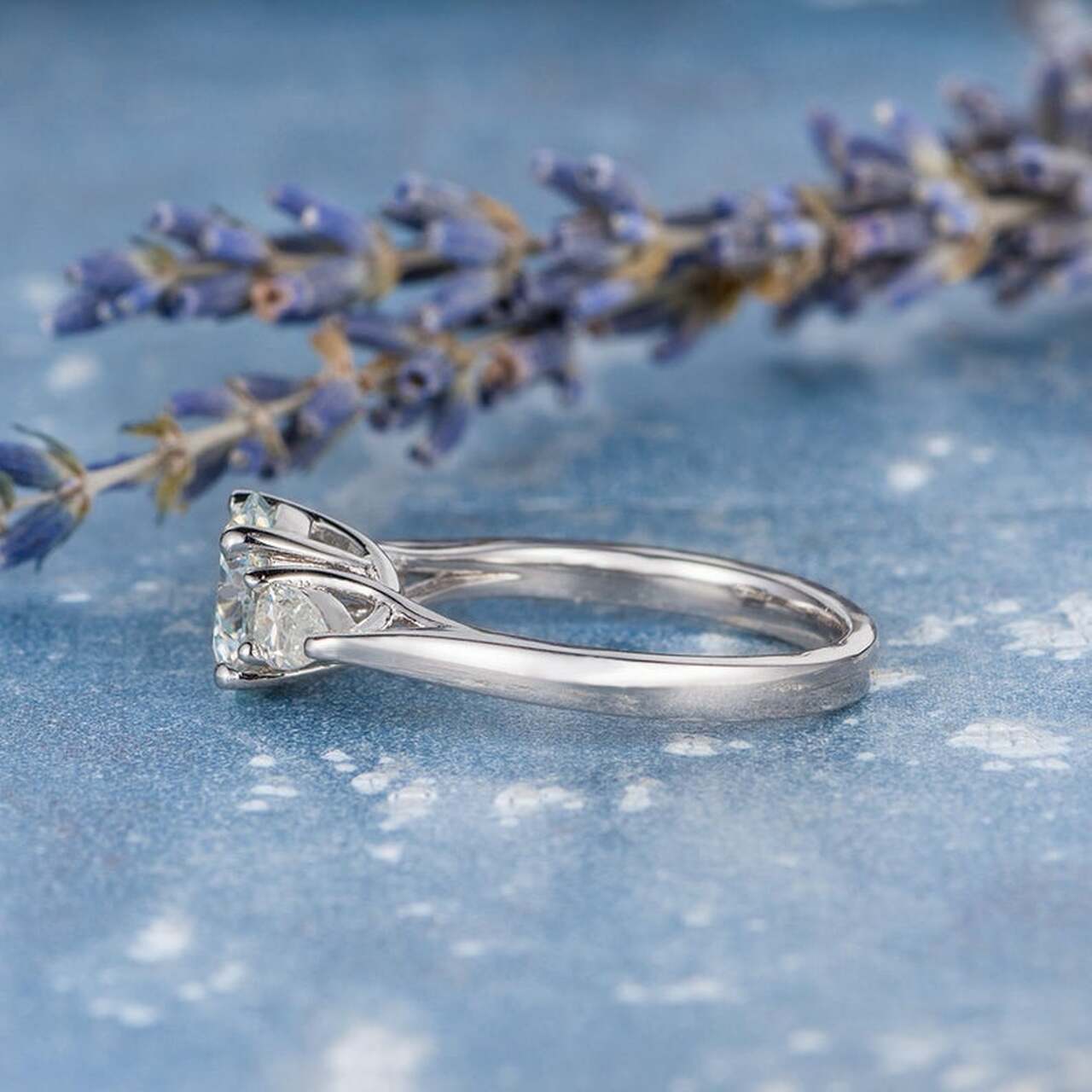 1.50CT Round Brilliant Cut Moissanite 3 Stones Engagement Ring