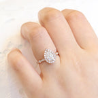 1.50 CT Pear Cut Moissanite Halo Engagement Ring