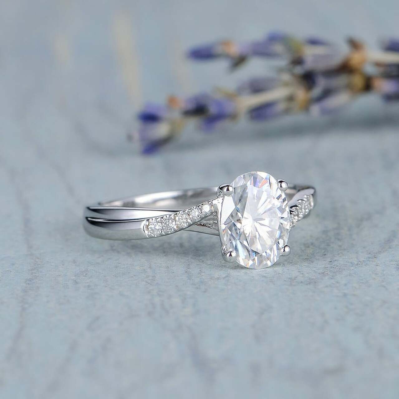 1.50 CT twist Style Moissanite Engagement Ring
