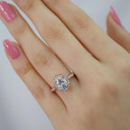 1.50 CT Vintage Oval Cut Moissanite Halo Engagement Ring