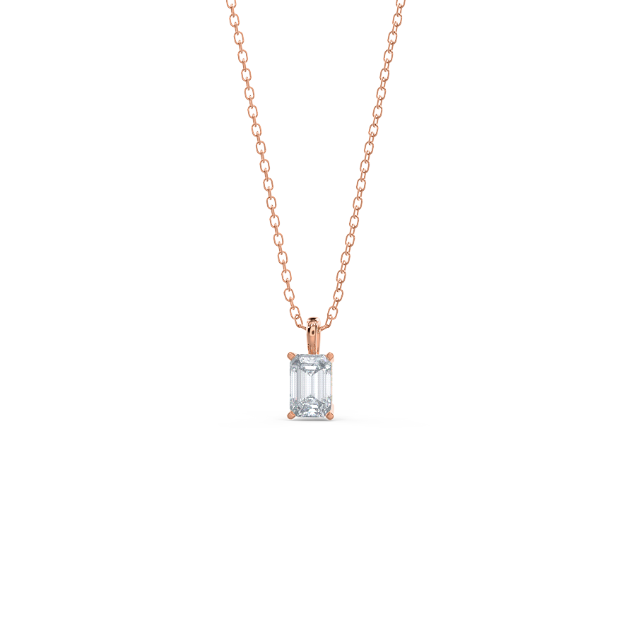 0.70 CT-1.50 CT Emerald Cut Moissanite Solitaire Necklace