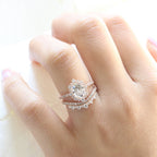 1.50CT Oval Cut Moissanite Halo Bridal Ring Set