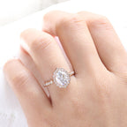2.0 CT Oval Cut Moissanite Vintage Halo Engagement Ring