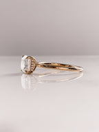 2.50 CT Cushion Moissanite Solitaire Engagement Ring With Hidden Halo Setting