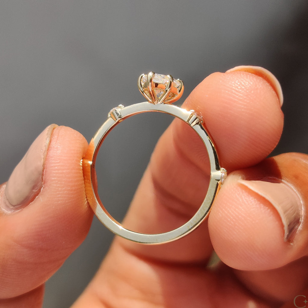 Pear Cut Diamond Ring With Distance Pave Setting