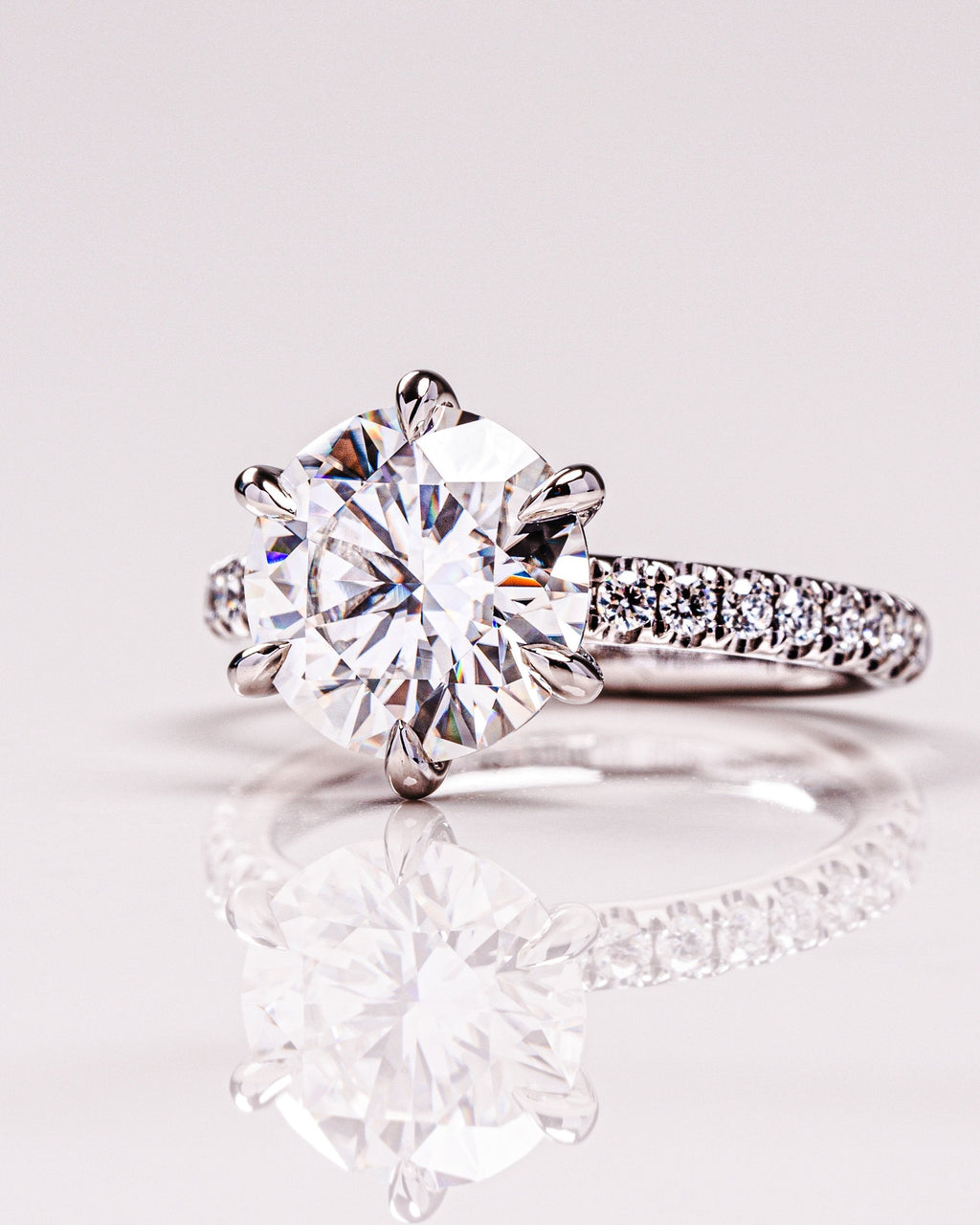 2.50 CT Round Moissanite Pave Setting Engagement Ring