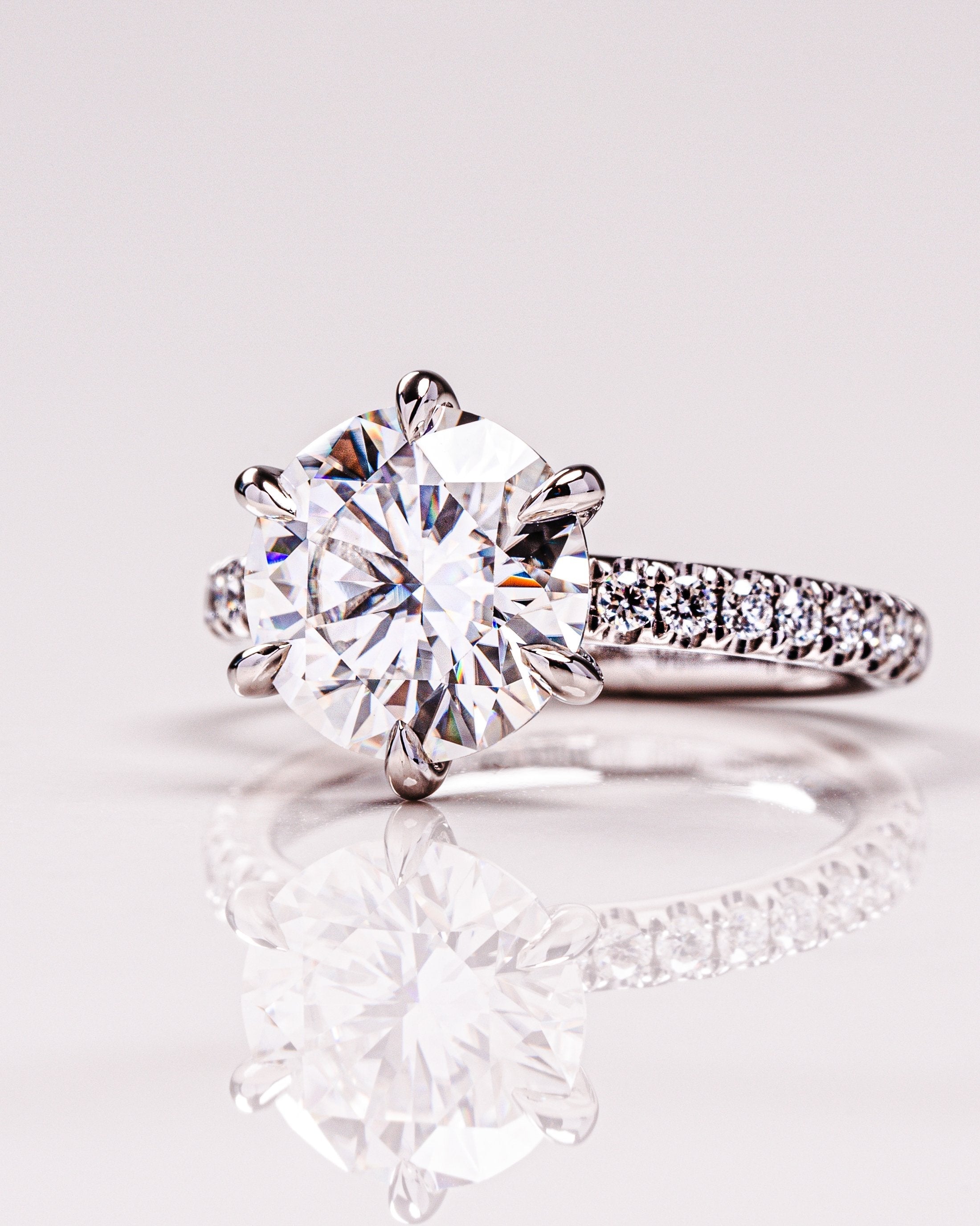 2.50 CT Round Moissanite Pave Setting Engagement Ring