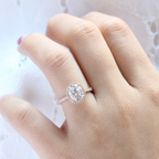 2.0 CT Oval Cut Moissanite Halo Engagement Ring