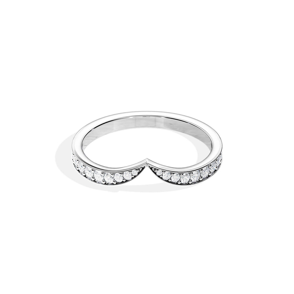 0.30 TCW Round Moissanite Curved Wedding Band