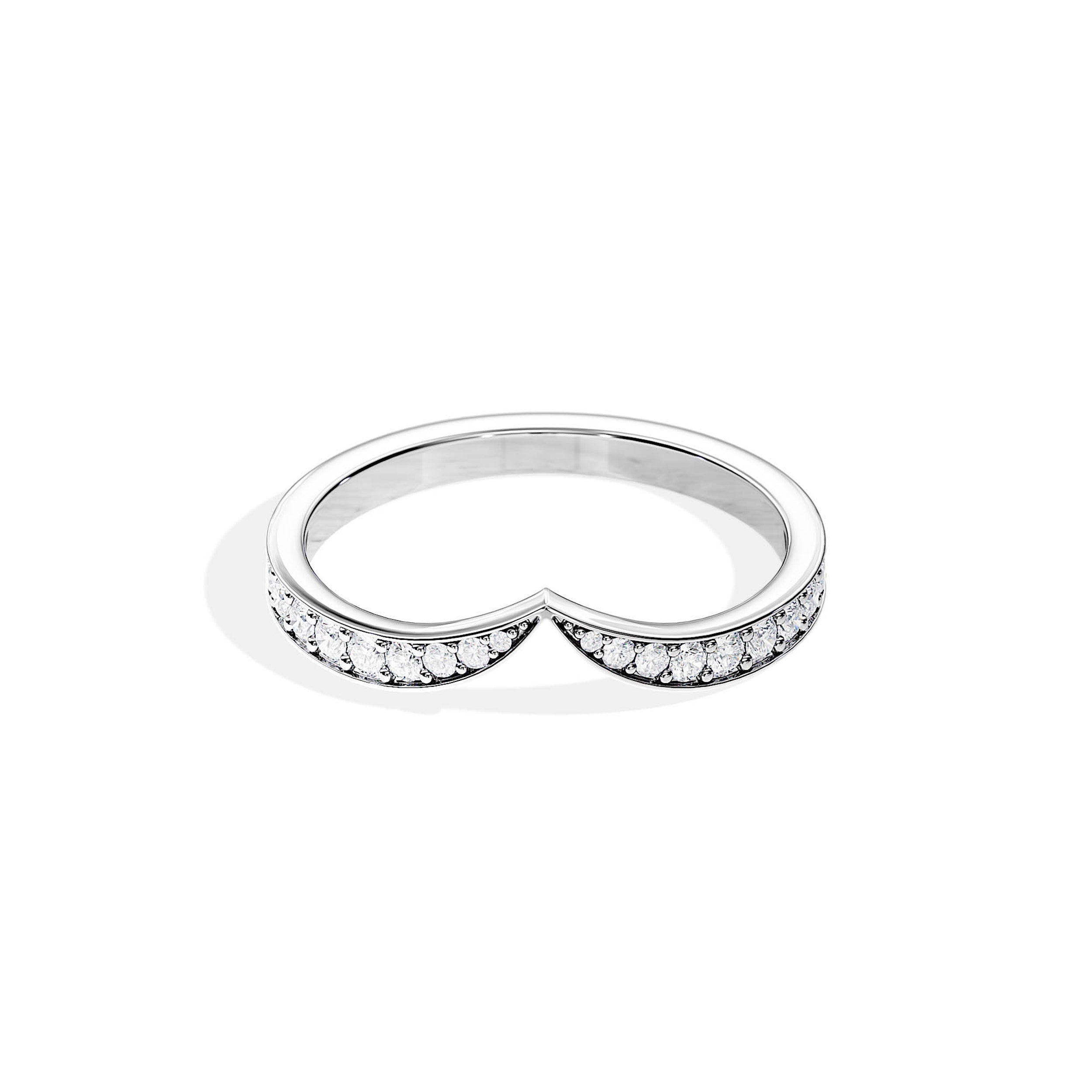 0.30 TCW Round Moissanite Curved Wedding Band