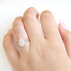 1.0 CT Vintage Floral Pear Cut Diamond Moissanite Halo Engagement Ring