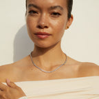 Round Cut Moissanite Diamond Bezel Tennis Necklace