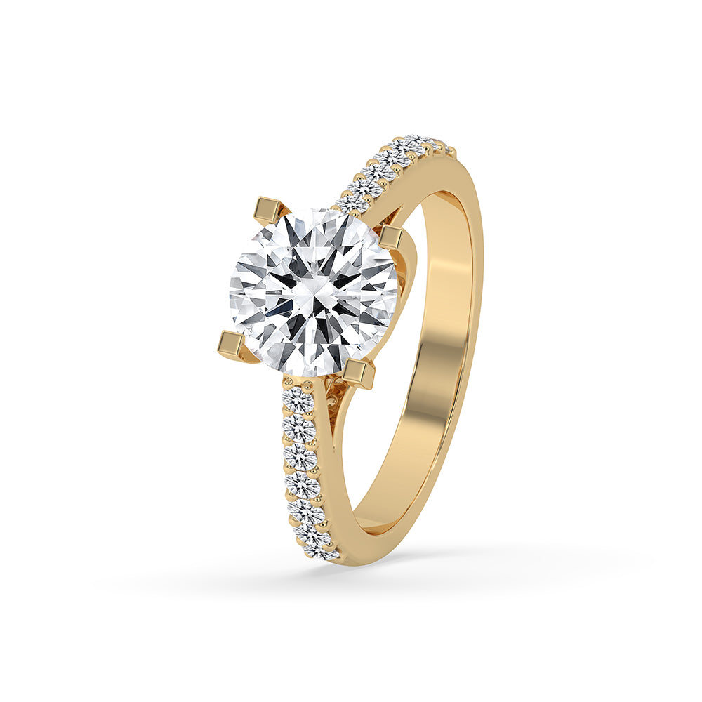 Round Pave Engagement Ring In Yellow Gold Secondary image