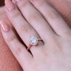 1.50 CT Pear Cut Moissanite Halo Engagement Ring
