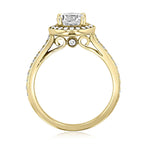 1.0CT Round Cut Channel Halo Moissanite Engagement Ring