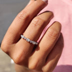Oval Cut Round Cut Moissanite 3/4 Eternity Band
