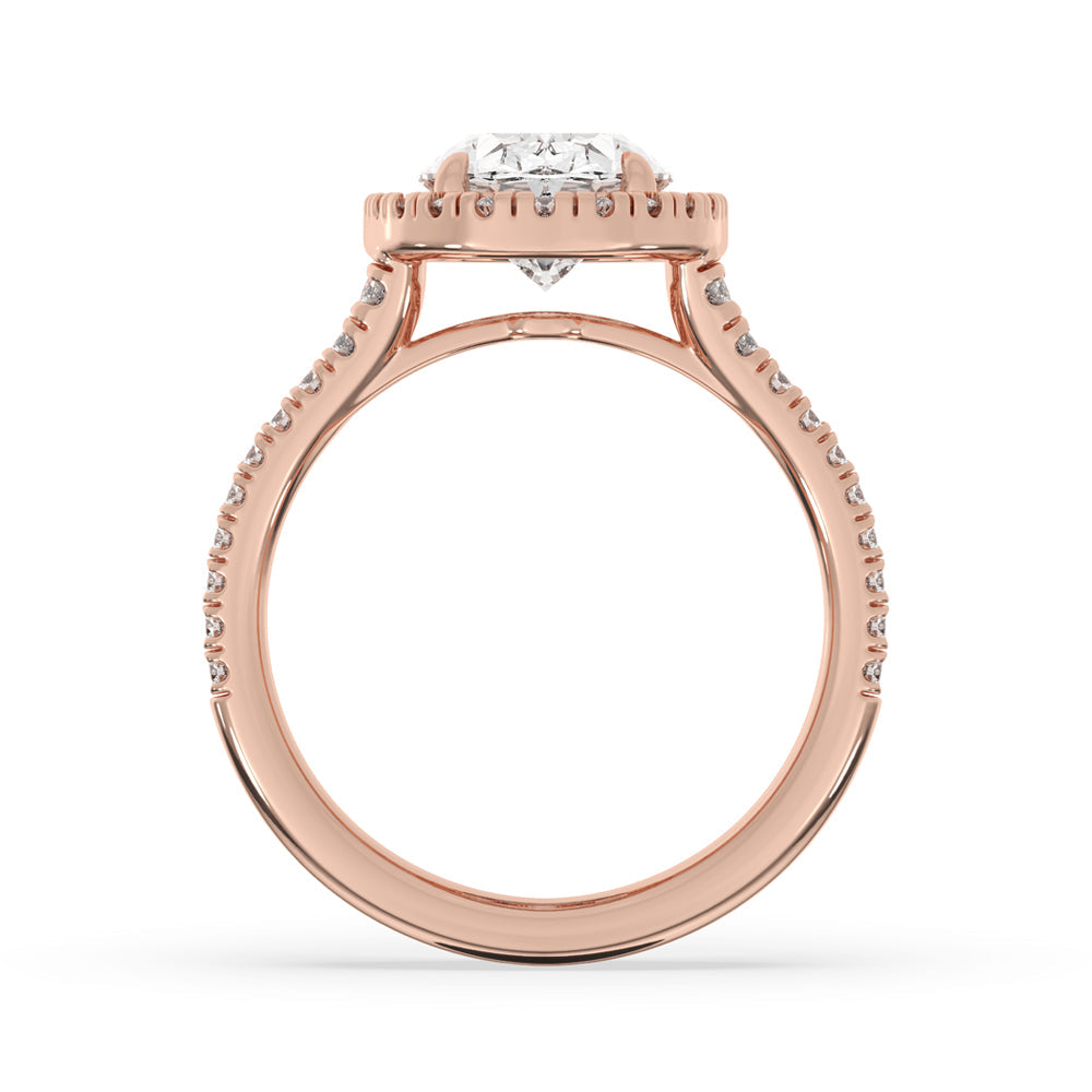 Oval Halo Ring with Split Shank Pave