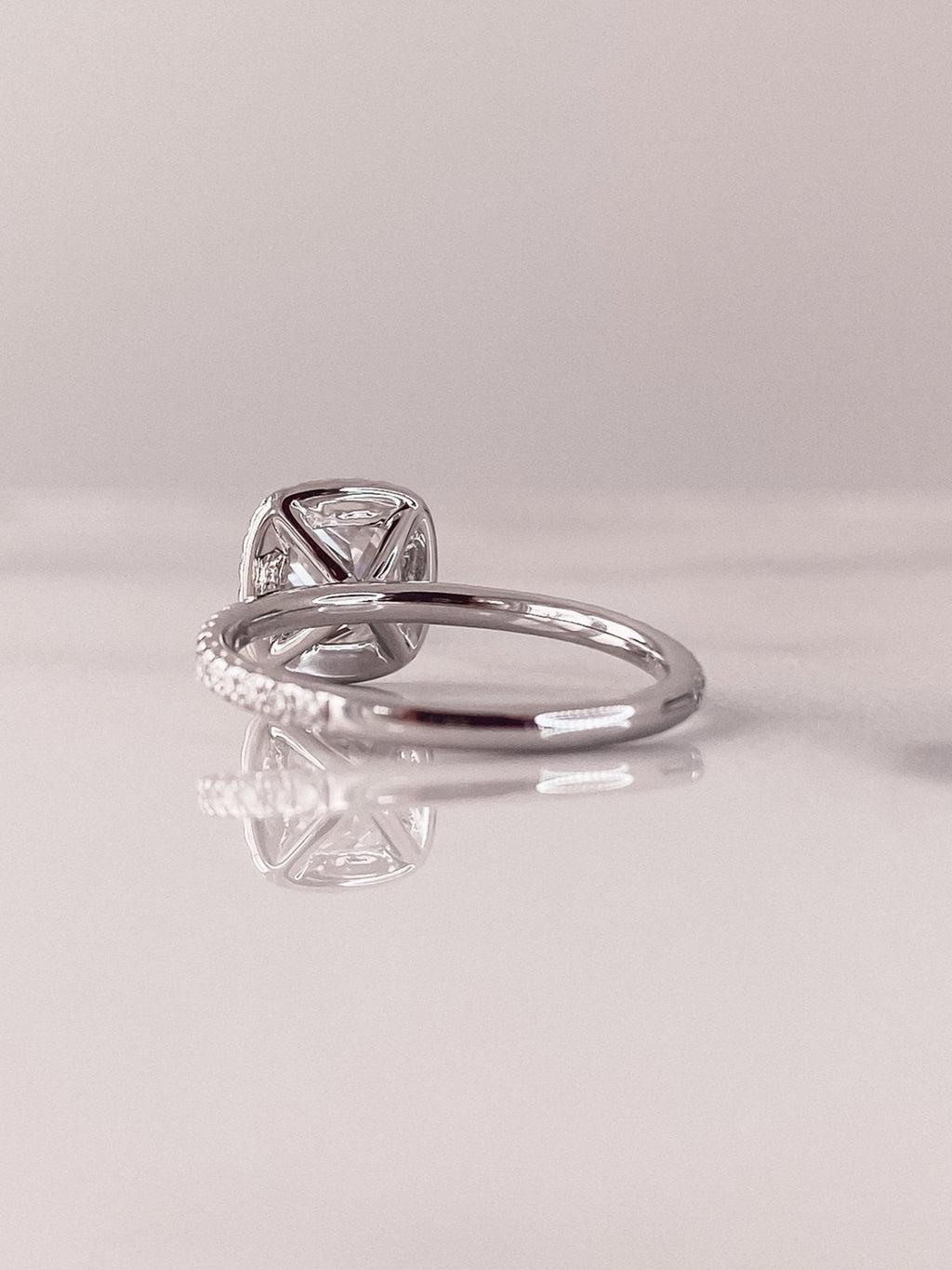 1.50 CT Cushion Cut Halo Style Moissanite Engagement Ring
