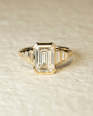 1.0 -3.0 CT Emerald ⁠Cut Lab Grown Diamond Seven Stone Engagement Ring
