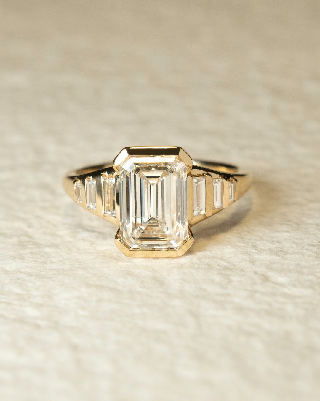 1.0 -3.0 CT Emerald ⁠Cut Lab Grown Diamond Seven Stone Engagement Ring