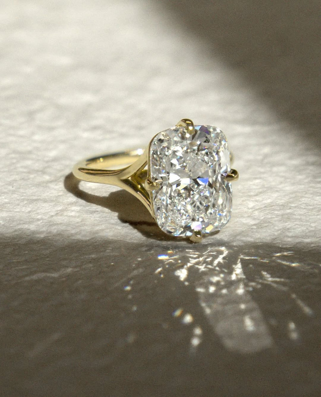 4.0 -6.0 CT Elongated Cushion Cut Lab Grown Diamond Split Shank Engagement Ring