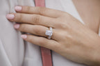 3.50 CT Emerald Cut Moissanite Solitaire & Hidden Halo Engagement Ring